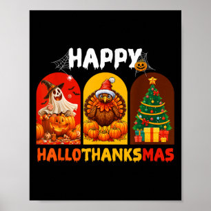 Happy Hallothanksmas Funny Halloween Erntedank Poster