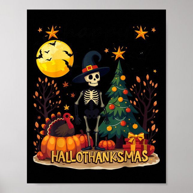 Happy Hallothanksmas Funny Halloween Poster (Vorne)