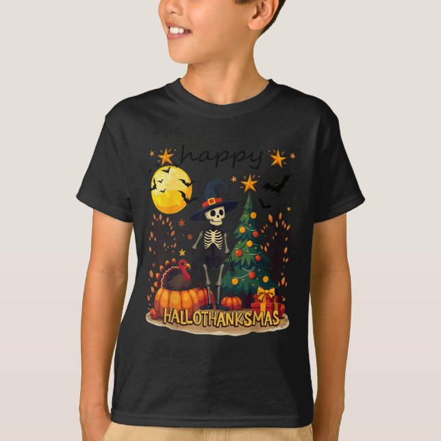 Happy Hallothanksmas Funny Halloween T-Shirt (Vorderseite)