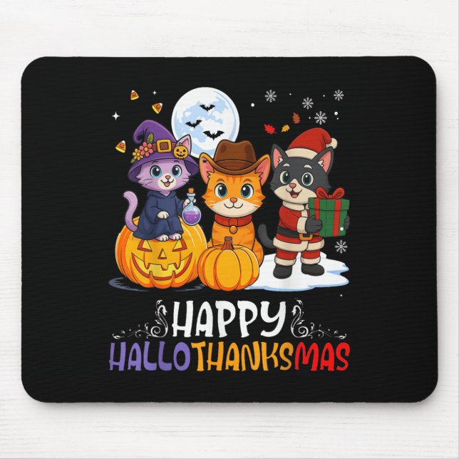 Happy Hallothanksmas Funny Halloween Thanksgiving  Mousepad (Vorne)