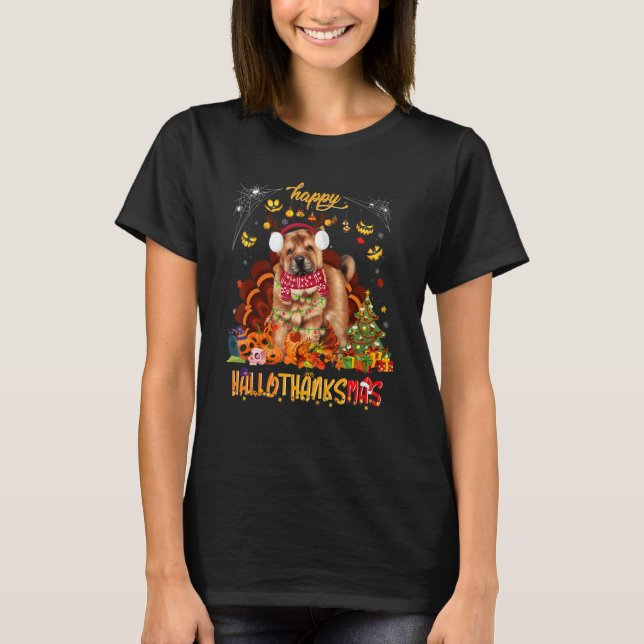 Happy Hallothanksmas Funny Pumpkin Santa Turkey Ch T-Shirt (Vorderseite)