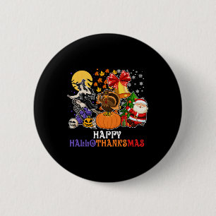 Happy Hallothanksmas Gnome Halloween Erntedank Button