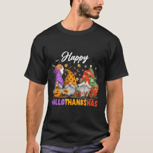 Happy Hallothanksmas Gnome Halloween Erntedank T-Shirt