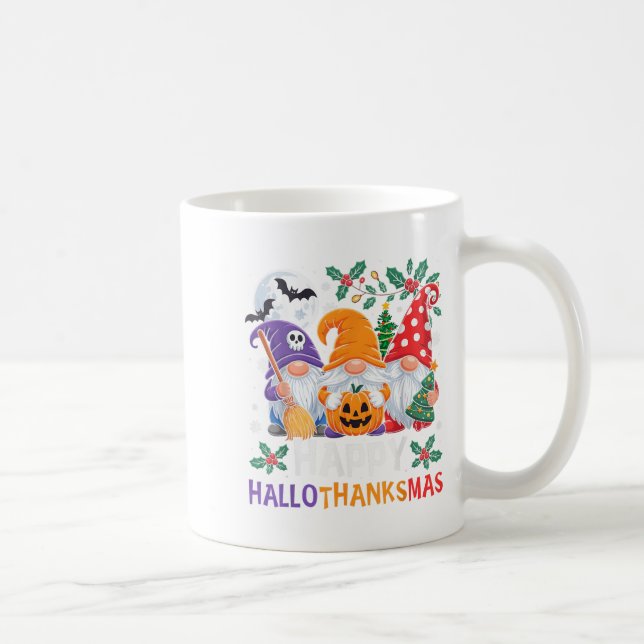 Happy Hallothanksmas Gnomes Halloween Erntedank Kaffeetasse (Rechts)