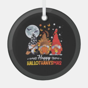 Happy Hallothanksmas Gnomes Halloween Erntedank Ornament Aus Glas
