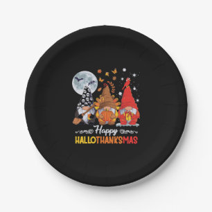 Happy Hallothanksmas Gnomes Halloween Erntedank Pappteller