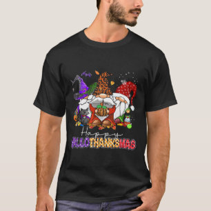 Happy Hallothanksmas Gnomes Halloween Erntedank T-Shirt