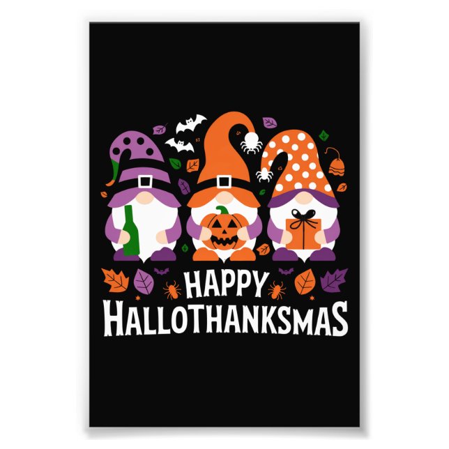 Happy Hallothanksmas Gnomes Lover Frohe Weihnachte Fotodruck (Vorne)