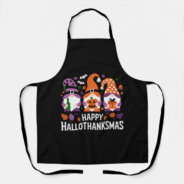 Happy Hallothanksmas Gnomes Lover Frohe Weihnachte Schürze (Vorderseite)