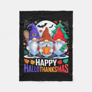 Happy Hallothanksmas Gnomes Lover Halloween Merry Fleecedecke
