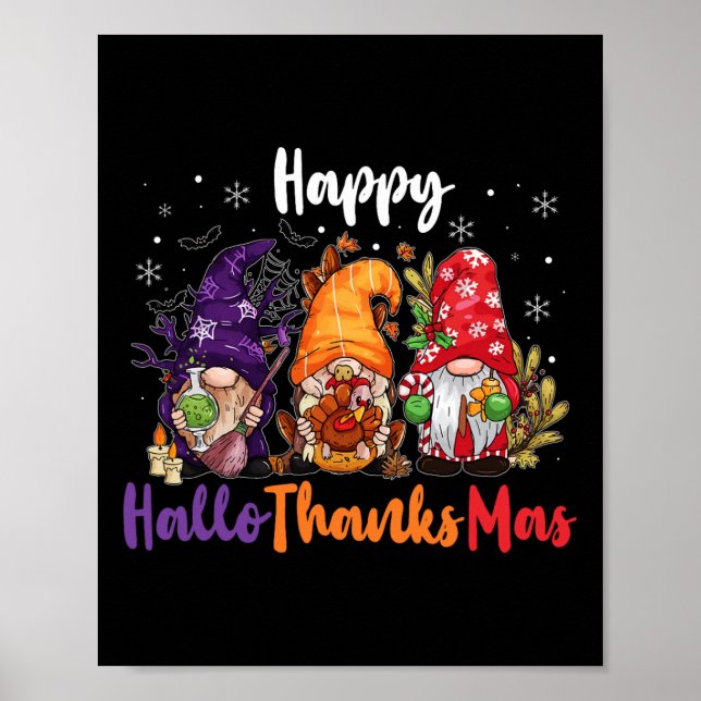 Happy Hallothanksmas Gnomes Lover Halloween Merry Poster (Vorne)