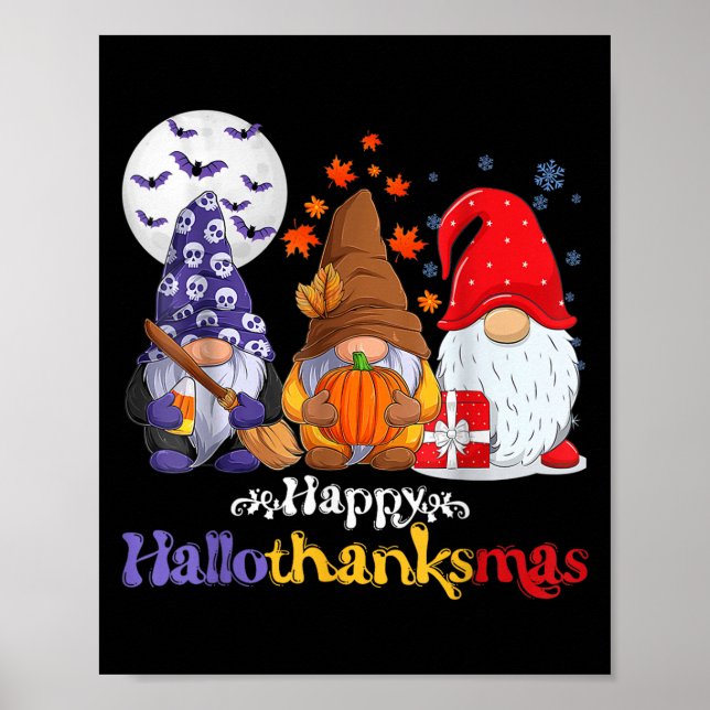 Happy Hallothanksmas Gnomes Lover Halloween Merry Poster (Vorne)