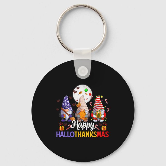 Happy Hallothanksmas Gnomes Lover Halloween Merry  Schlüsselanhänger (Vorderseite)