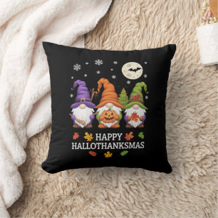 Happy Hallothanksmas Gnomes Lover Halloween Xmas Kissen