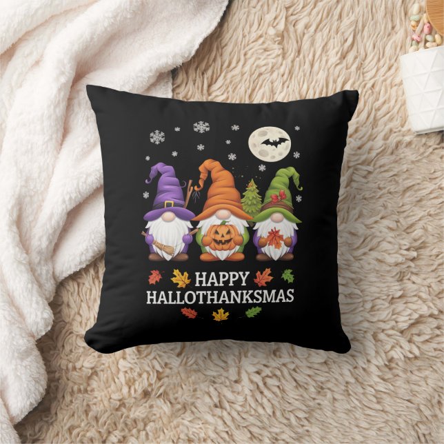 Happy Hallothanksmas Gnomes Lover Halloween Xmas Kissen (Decke)