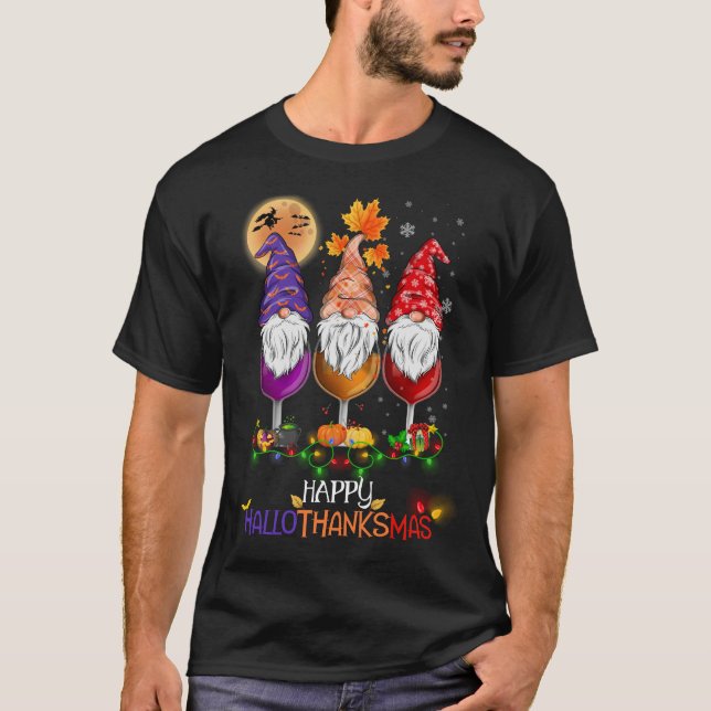 Happy Hallothanksmas Gnomes T-Shirt (Vorderseite)