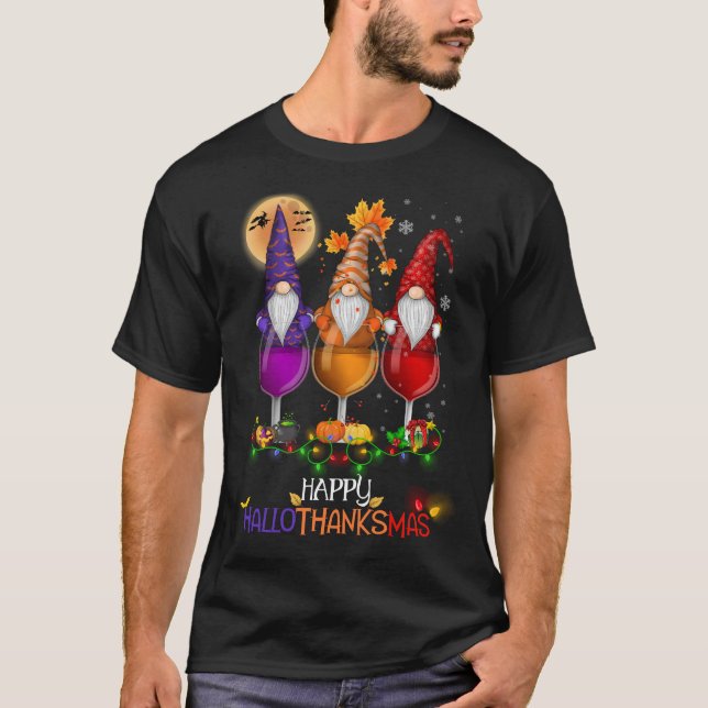 Happy Hallothanksmas Gnomes T-Shirt (Vorderseite)