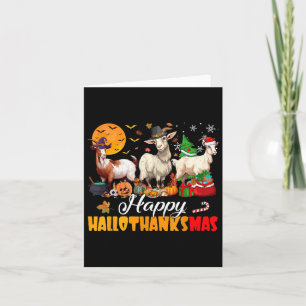 Happy Hallothanksmas Goat Halloween Erntedank C Karte