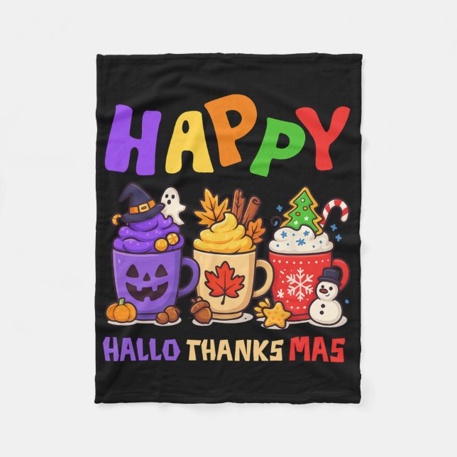 Happy Hallothanksmas Halloween Erntedank Christ Fleecedecke (Vorderseite)