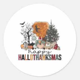 Happy Hallothanksmas Halloween Erntedank Christ Runder Aufkleber