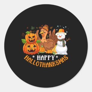 Happy Hallothanksmas Halloween Erntedank Christ Runder Aufkleber