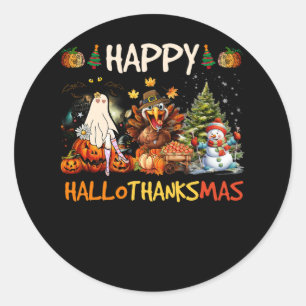 Happy Hallothanksmas Halloween Erntedank Christ Runder Aufkleber