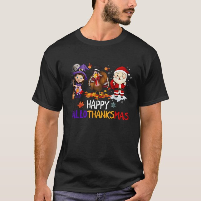 Happy Hallothanksmas Halloween Erntedank Christ T-Shirt (Vorderseite)
