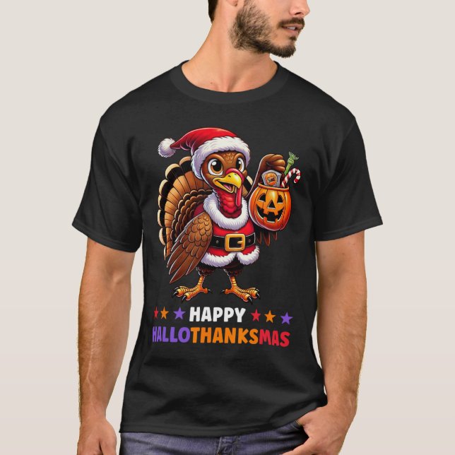 Happy Hallothanksmas Halloween Erntedank Xmas F T-Shirt (Vorderseite)