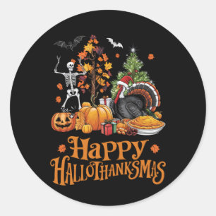 Happy Hallothanksmas Happy Halloween Erntedank Runder Aufkleber
