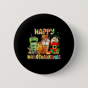 Happy Hallothanksmas-Kaffeehauskaffee Halloween-Er Button