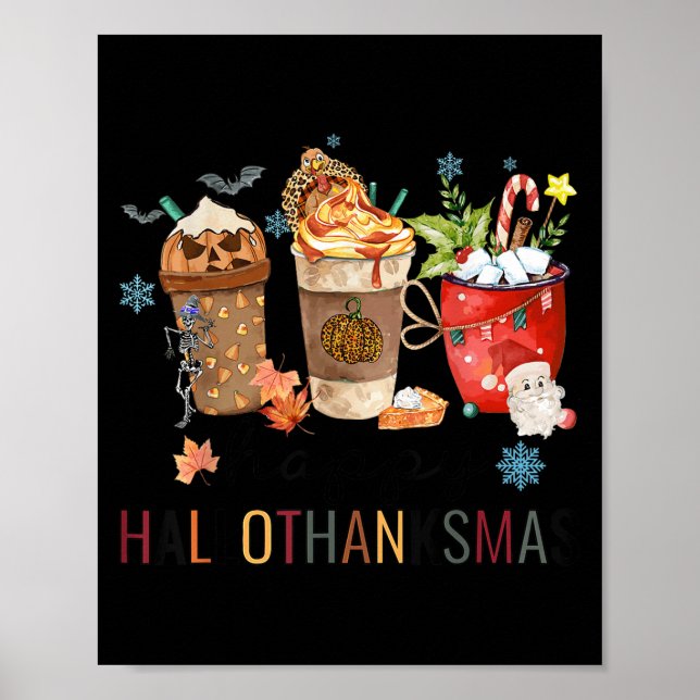Happy Hallothanksmas-Kaffeehauskaffee Halloween-Er Poster (Vorne)