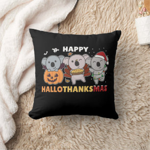 Happy Hallothanksmas Koalas Christmas Koala Throw Kissen