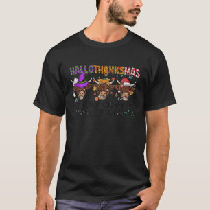 Happy Hallothanksmas Kuh Halloween Erntedank Ch T-Shirt