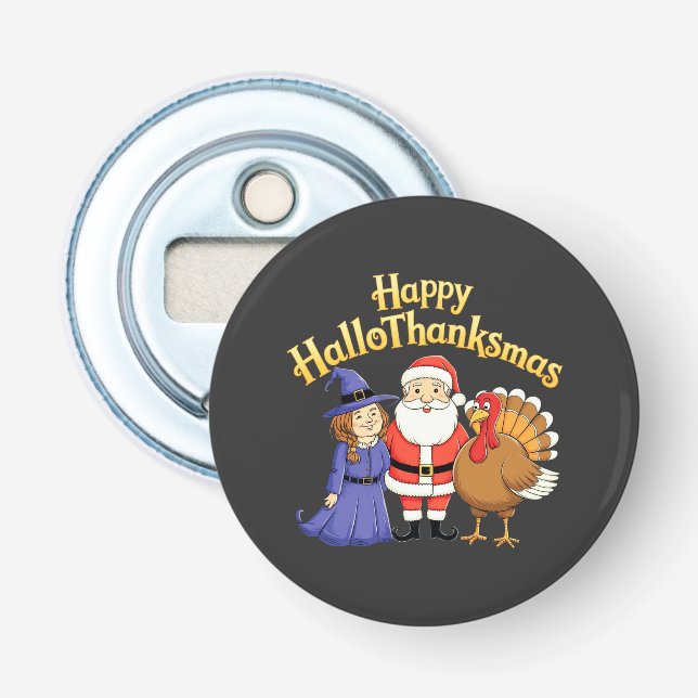 Happy HalloThanksmas liebt Design- Perfekter Hallo Flaschenöffner (Vorderseite)