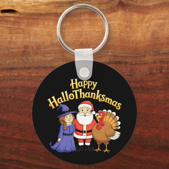 Happy HalloThanksmas liebt Design Schlüsselanhänger (Vorderseite)