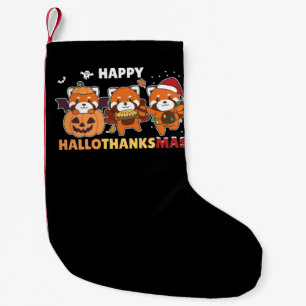 Happy Hallothanksmas Pandas Christmas Red Panda Kleiner Weihnachtsstrumpf
