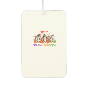 Happy Hallothanksmas Penguin Halloween Thanksgivin Autolufterfrischer