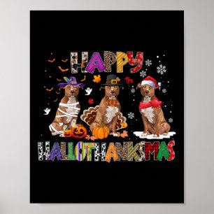 Happy Hallothanksmas Pitbull Hund Lover Halloween Poster