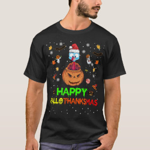 Happy Hallothanksmas Pumpkin Türkei Weihnachtsmann T-Shirt