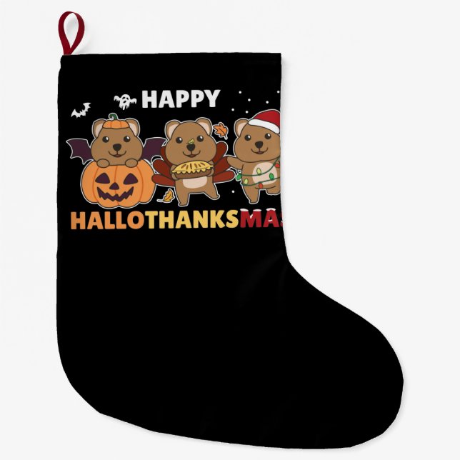 Happy Hallothanksmas Quokkas Christmas Quokka Großer Weihnachtsstrumpf (Vorderseite)