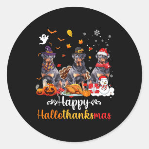 Happy Hallothanksmas Rottweiler Hund Halloween Chr Runder Aufkleber