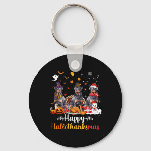 Happy Hallothanksmas Rottweiler Hund Halloween Chr Schlüsselanhänger
