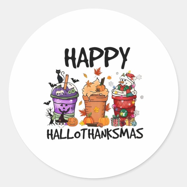 Happy Hallothanksmas Runder Aufkleber (Vorderseite)