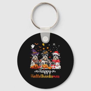 Happy Hallothanksmas Schnauzer Dog Halloween Chris Schlüsselanhänger
