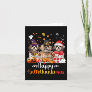 Happy Hallothanksmas Shih Tzu Dog Halloween Christ Karte