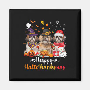 Happy Hallothanksmas Shih Tzu Dog Halloween Christ Magnet