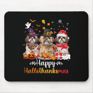 Happy Hallothanksmas Shih Tzu Dog Halloween Christ Mousepad