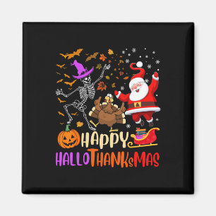 Happy Hallothanksmas Skeleton Pumpkin Türkei Santa Magnet