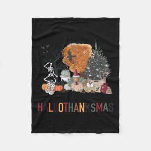 Happy Hallothanksmas Skeleton Türkei Weihnachtsfes Fleecedecke