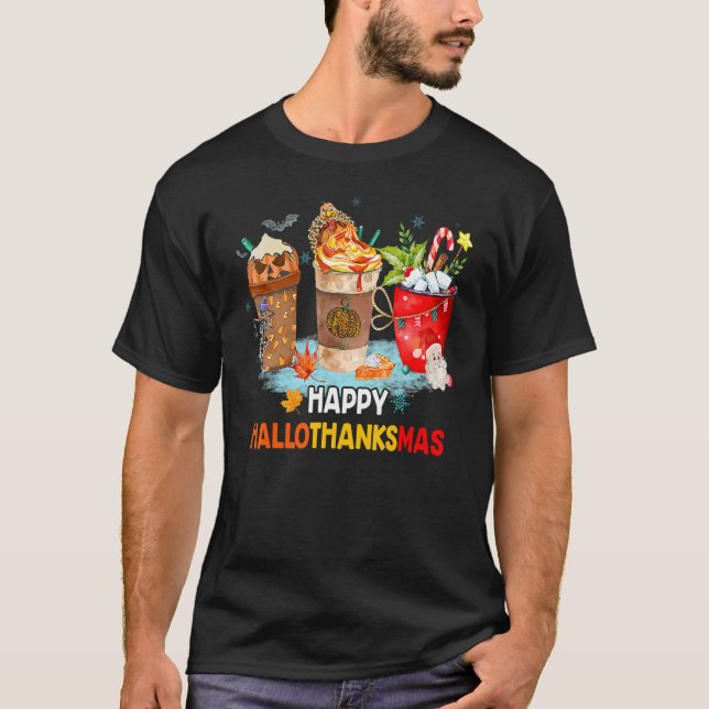 Happy Hallothanksmas Spice Latte Hexe Weihnachtsma T-Shirt (Vorderseite)